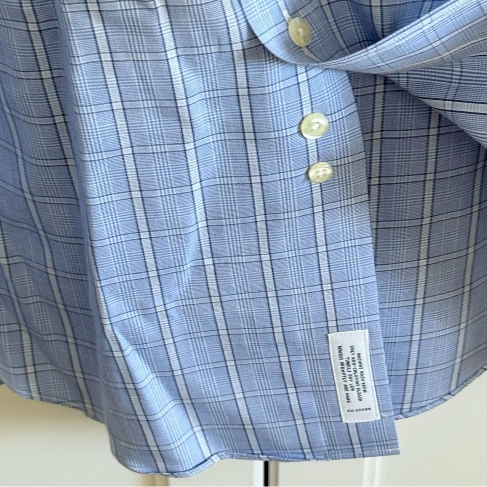 Brooks Brothers Blue Plaid Dress Shirt L/Sleeve Button Front 16 34/35 Non-Iron - Picture 7 of 12